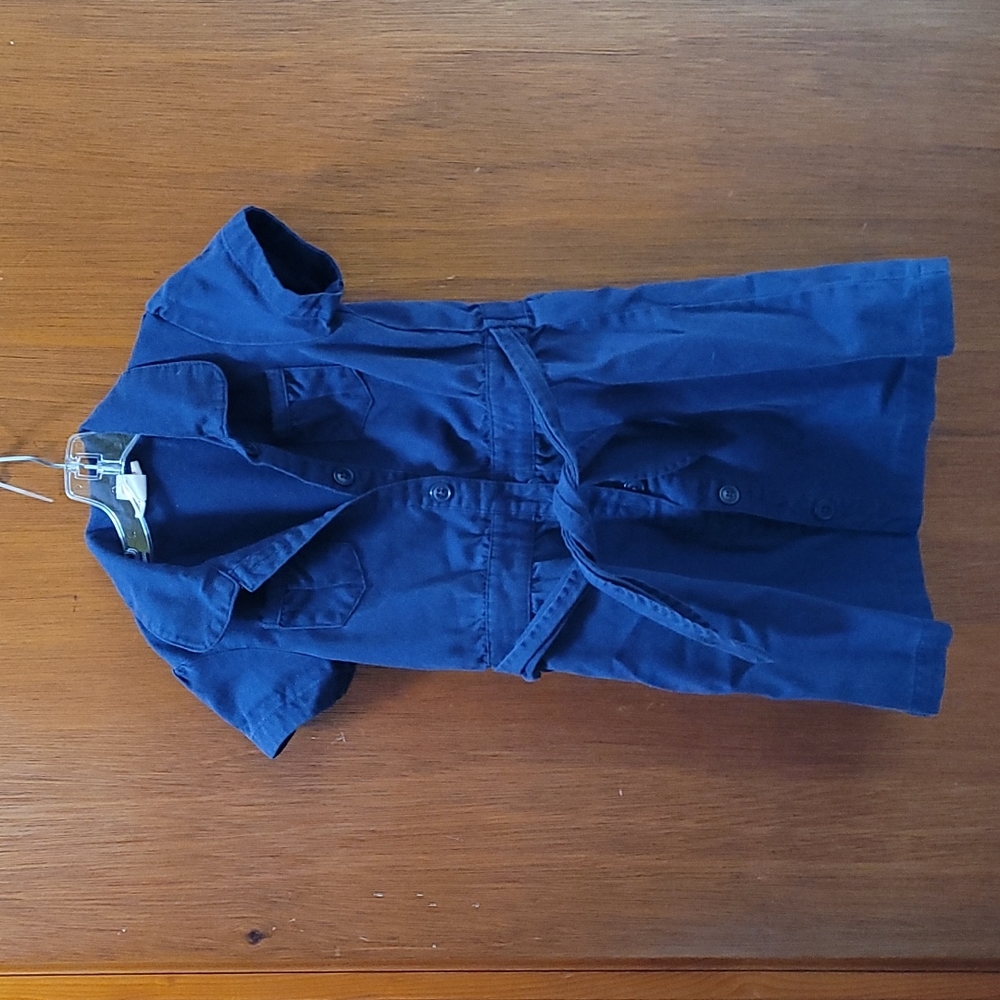 Navy dress with waist sash